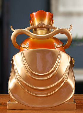 纯铜彩绘文财神爷摆件聚宝盆铜像开业送礼招财摆件彩绘佛像供奉