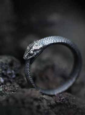 衔尾蛇活口戒指男情侣首饰女百搭配饰小众复古个性街头感饰品