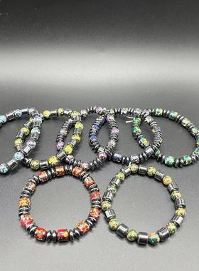 热销新品复古黑胆石手链高级感男女串珠手镯送礼彩色弹性手环