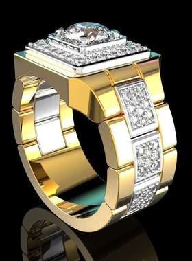 极速Zhenrong New mSimulation Moissanite Watch Mens Ring Gol