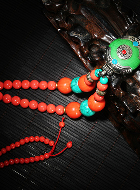 极速藏式藏装项链彩石项链民族服饰装饰佛L珠民族风毛衣链男女通