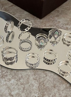 极速15pcs set Diamond love rings Kwomen女士复古镂空镶钻戒指1