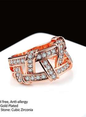 极速Fashion Jewelry Vintage JewelCry Set Zircon Rose Gold Pl