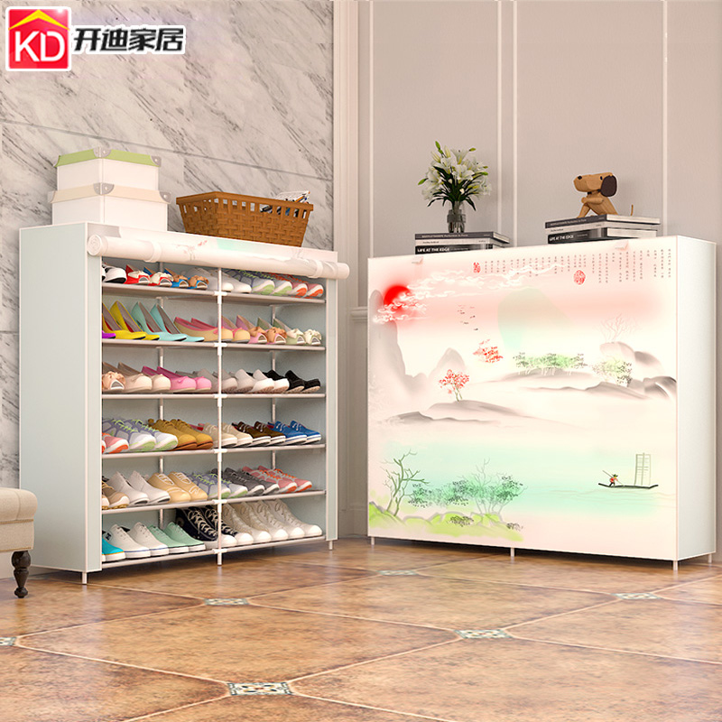 极速家用经济型布艺鞋柜简易单双排防尘收纳多层组U装鞋架子宿舍 - 图1