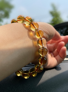 极速巴西天然黄水晶手链原矿非染色生日礼物男士女U士饰品手串配
