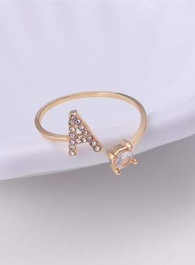 极速A-Z Letter Adljustable Opening Rings For Women Couple Al