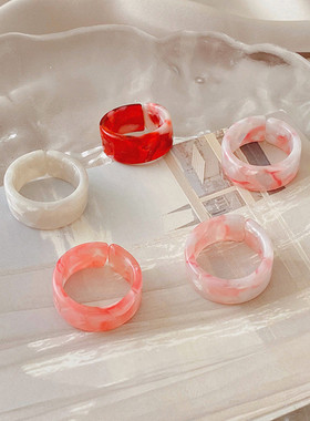 极速5pcs 4pcs set 2021 New Korean Ins VintagOe Resin Geometr