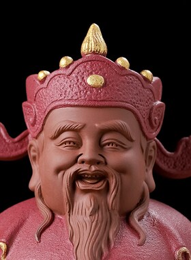 东方泥土财源广进财神招财摆件办公室公司开业客厅装饰品陶瓷摆设