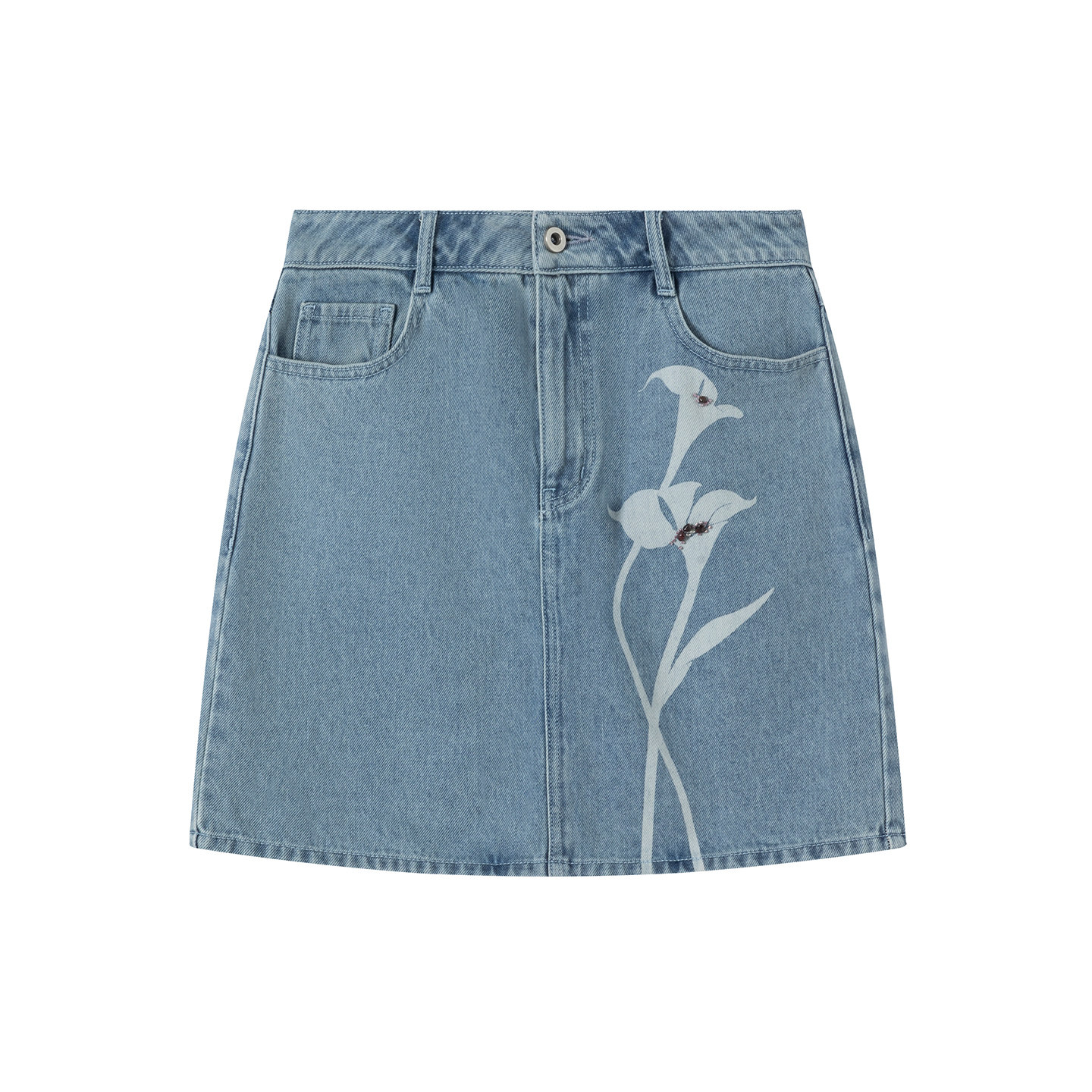 MARRMO/马髦 2026春季新款休闲百搭短裙马蹄莲印花A字牛仔半身裙,淘宝优惠券,粉丝福利购,淘宝优惠卷