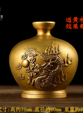 纯铜避火龙瓶厨房在西北火烧天门乾卦位招财黄铜家居装饰龙摆件