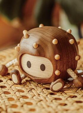 原上城仙人球球实木木质摆件高档原创设计轻奢创意家居饰品送礼物