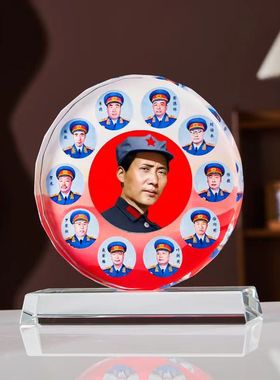 毛主席摆件伟人爷爷大号水晶客厅画像照片中堂画办公室装饰画摆像