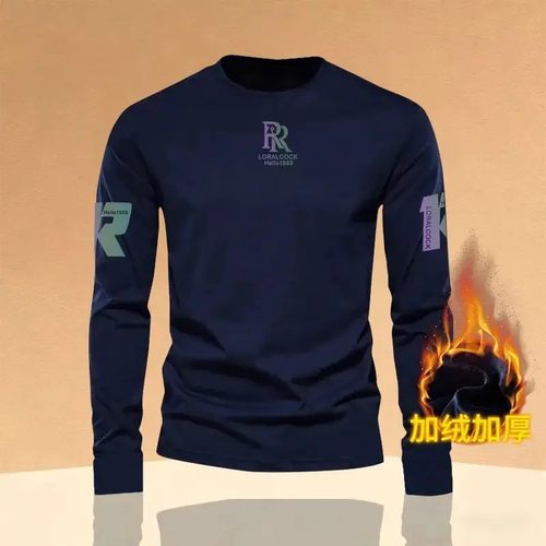澜阙服饰AmVphelisia秋冬长袖男士T恤修身潮流圆领上衣加绒打底衫 - 图1