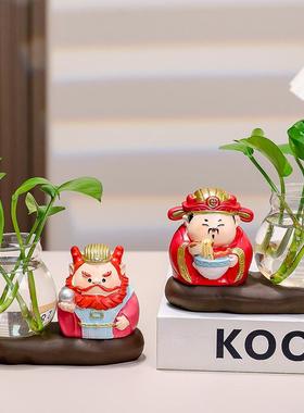 钟馗职场防小人水培花瓶办公室工位桌面摆件家居水养绿萝花器礼品