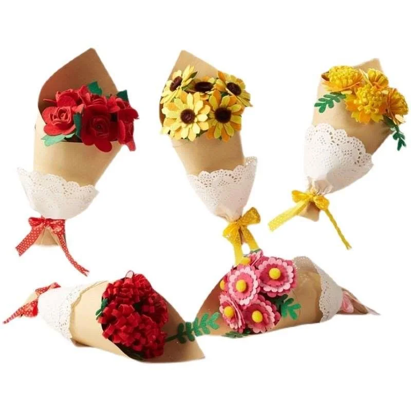 妇女节儿童不织布手捧花幼儿园手工小diy花束材料送老师妈妈新品