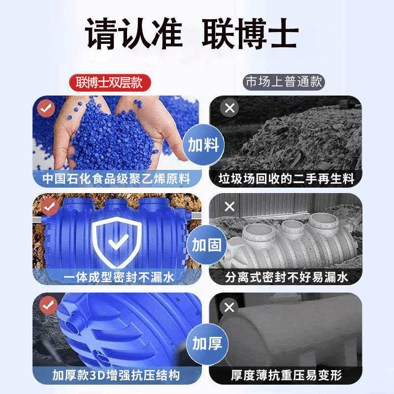 新型化粪池罐地埋式新农村专用家用改厕三格一体环保PE塑料桶加厚,淘宝优惠券,粉丝福利购,淘宝优惠卷