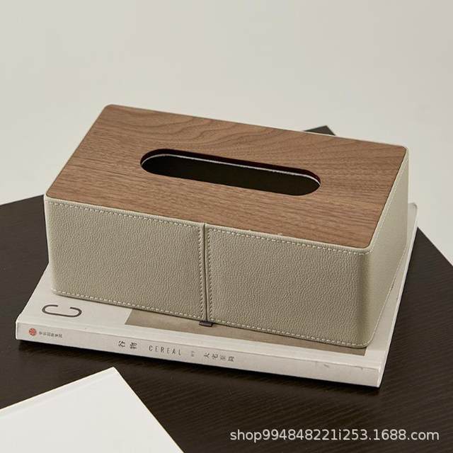 Walnut light luxury tissue box living room high-end storage box home bathroom creative paper draw