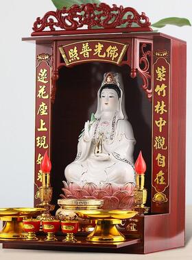 南海观音菩萨家用客厅供奉玉瓷坐莲观世音佛像陶瓷莲花座送子摆件