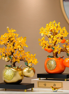 事事如意柿子发财树摆件客厅办公室桌面高级感装饰品乔迁开业礼物