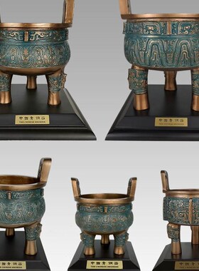 青铜鼎铜鼎摆件九龙宝鼎纯铜招财聚宝盆三足鼎办公室客厅商务礼品