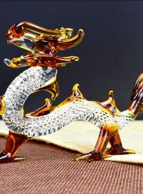 左青龙右白虎水晶龙生日礼物家居装饰办公桌客厅属相风水生肖摆件