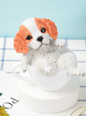 家居装饰创意个性可爱酒柜客厅卧室客厅茶杯仿真狗狗简约桌面摆件