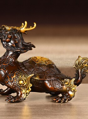 纯铜八卦龙龟摆件铜龙头龟鎏金仿古龙龟客厅办公室公司开业装饰品