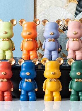 潮玩卡通暴力熊开业家居装饰玄关桌面卧室客厅电视柜装陶瓷摆件