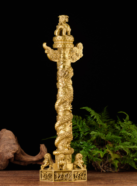 百纳源华表摆件精致华表柱摆件中华柱龙柱纯铜办公室摆件家居饰品