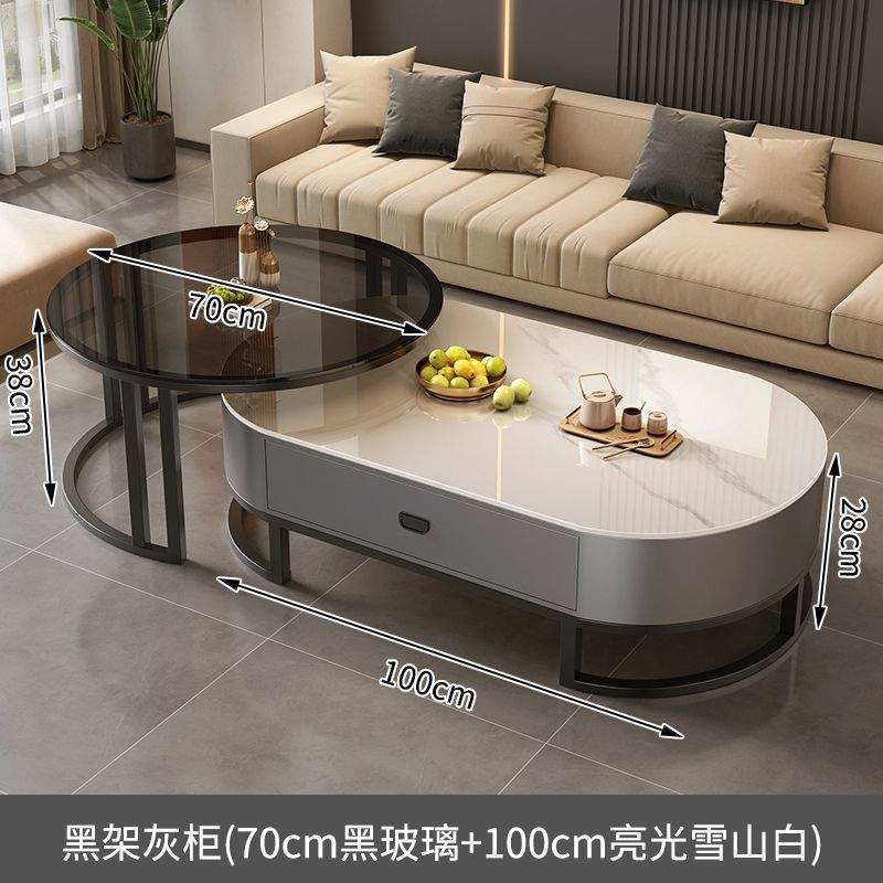 客厅岩板茶几家用轻奢现代简约小户型茶桌新款网红极简风家具 - 图3