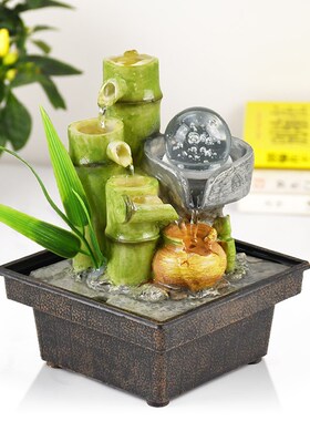 客厅小型流水生财摆件循环水桌面招财风水轮加湿喷泉装饰送礼物品