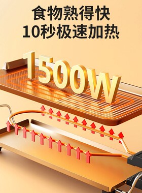 电烧烤炉家用电烤盘无烟烤肉机涮烤多功能室内火锅一体锅烤鱼2297