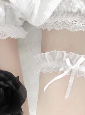蕾丝蝴蝶结腿环洛丽塔性感二次元蕾丝花边袜子jk小腿袜手撕纯欲风