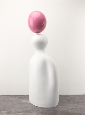 简约创意白人粉球树脂人u物摆件卧室客厅玄关办公室家居工艺品