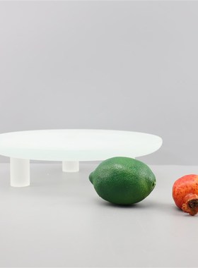 欧式简约磨砂g白色三足果盘客厅餐厅玄关茶几样板间家居装饰品摆