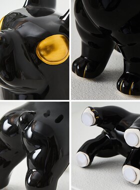 创意法斗狗陶瓷摆件轻奢高档家居客厅办公室酒柜电U视柜桌面装饰