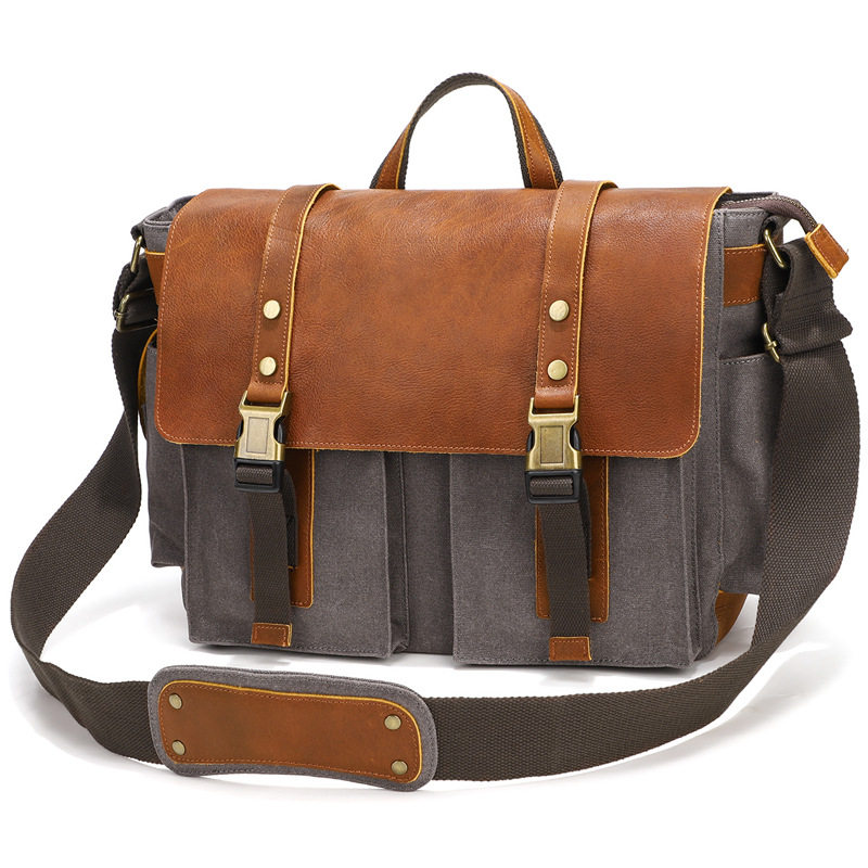 仅亏一天新款 复古男士单肩包油蜡帆布配头层牛皮斜挎包休闲单肩,淘宝优惠券,粉丝福利购,淘宝优惠卷