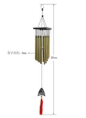 外贸年年有鱼木质古铜风铃挂饰金属多管装饰挂件鱼头风铃