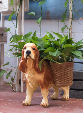 可爱狗家装装饰摆件家居饰品客厅室内落地花几花盆架欧式阳台花架