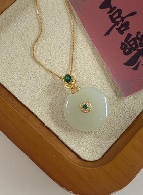 珠宝实拍和田玉饰品925银镶和田玉平安扣吊坠轻奢百搭配饰