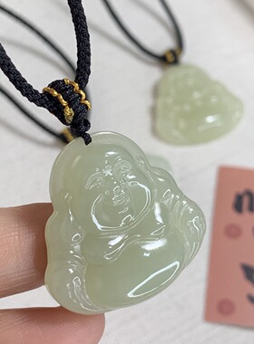 天然保真和田玉弥勒佛吊坠女款晴水玉佛玉坠项链佛公玉石玉佩挂件