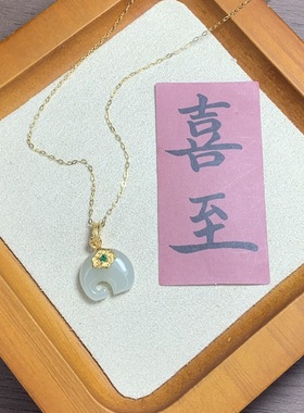 珠宝实拍天然和田玉山料晴水玉象吊坠925银O字链纯银百搭吊坠