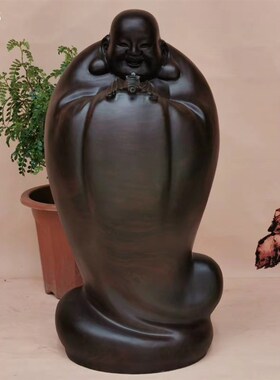黑檀木雕弥勒佛五福临门佛像  红木工艺品福在眼前礼品实木摆件
