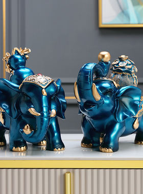 极速大象摆件一对大号客厅玄关电视柜酒柜装饰品乔迁W新居招财家