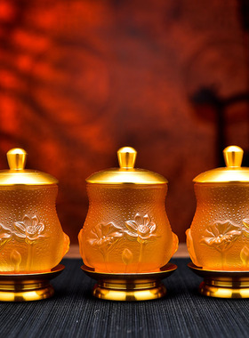 新品供奉观音琉璃供水杯  家用供佛圣水杯M佛前莲花净水杯供杯佛