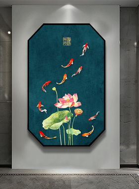 极速入户玄关装饰画正对门饭店墙面壁G画餐厅红色背景火锅店新中