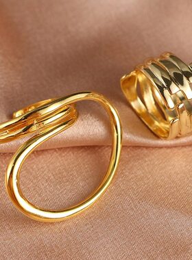 极速2pcs Geometric Adjustawble Rings Set for Women Korean St