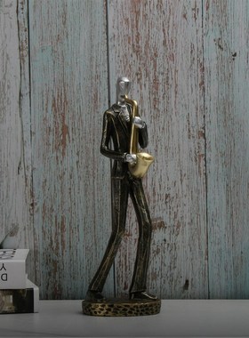 极速创意复古乐器人m物摆件客厅酒柜样板房书架家居装饰树脂工艺