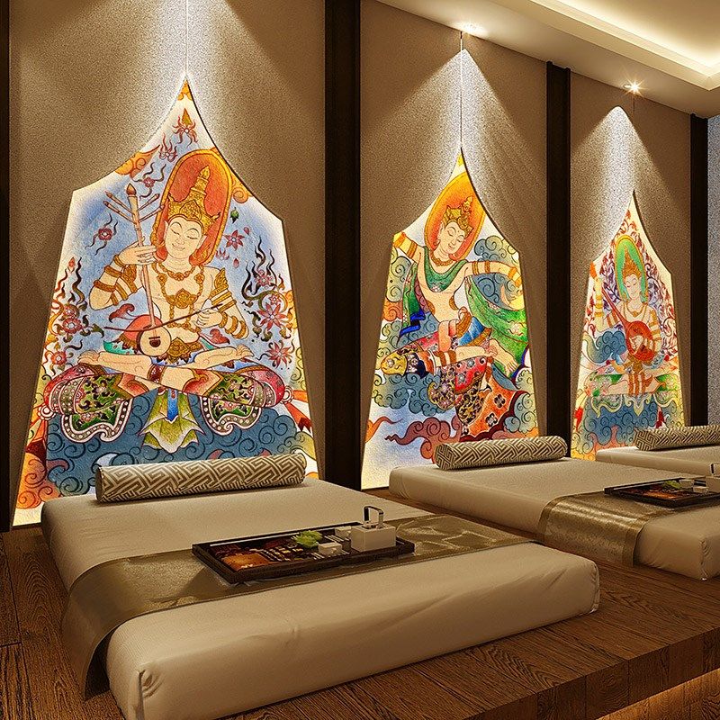 极速泰国东南亚风格背o景墙壁布泰式装饰画墙壁装修画定制壁画墙,淘宝优惠券,粉丝福利购,淘宝优惠卷