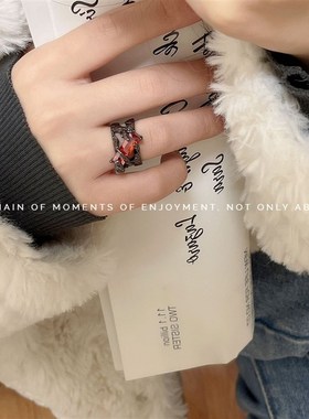 极速niche personality putnk diablo hollow texture metal ring